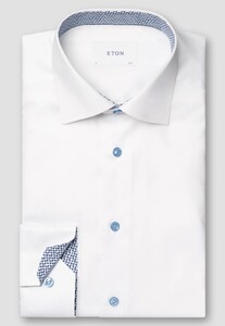 Eton Uni Color Soft Touch Luxury Signature Twill Subtle Contrast Overhemd Wit
