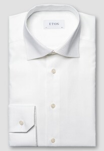 Eton Uni Color Textured Oxford Weave Soft Lightweight Cotton Tencel Shirt White