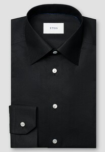 Eton Uni Color Textured Twill Shirt Black