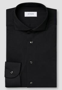Eton Uni Color Ultra Soft Four-Way Stretch Overhemd Zwart