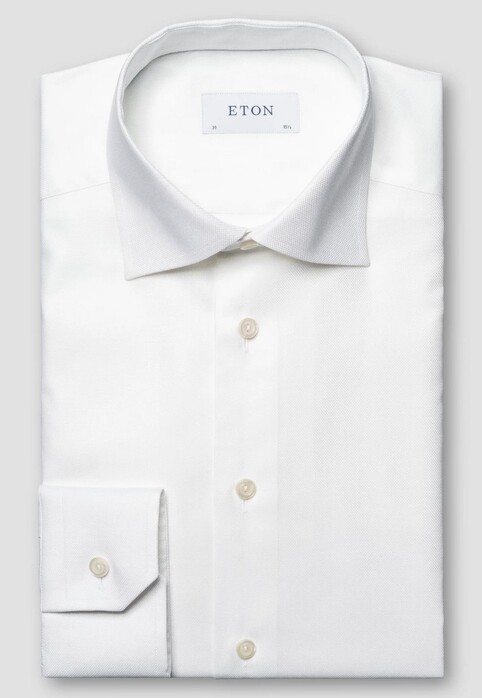 Eton Uni Color Ultra Soft Lightweight Cotton Tencel Oxford Weave Overhemd Wit