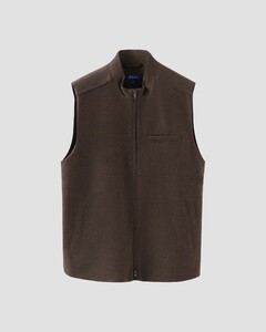 Eton Uni Color Wool Flanel Two-Way Zipper Vest Donker Bruin