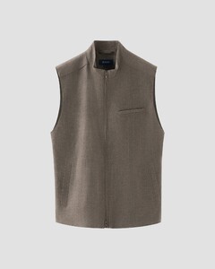 Eton Uni Color Wool Flanel Two-Way Zipper Vest Donker Grijs