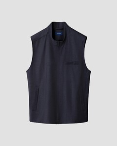 Eton Uni Color Wool Flanel Two-Way Zipper Vest Navy