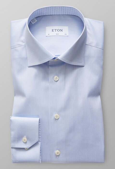 Eton Uni Contrast Signature Twill Shirt Light Blue