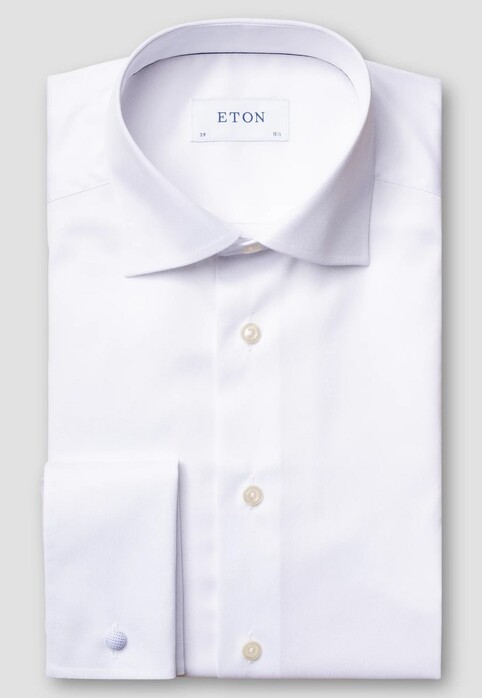 Eton Uni Cotton Luxury Signature Twill French Cuffs Overhemd Wit