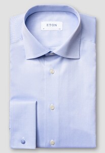 Eton Uni Cotton Luxury Signature Twill French Cuffs Shirt Light Blue