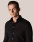 Eton Uni Cotton Piqué Knitted Shirt Overhemd Zwart