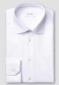 Eton Uni Cotton Rich Diagonal Textured Twill Overhemd Wit