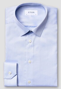 Eton Uni Cotton Signature Twill Pointed Collar Overhemd Licht Blauw