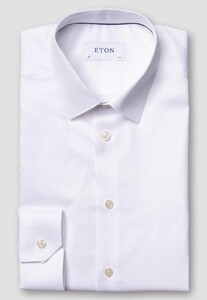 Eton Uni Cotton Signature Twill Pointed Collar Overhemd Wit