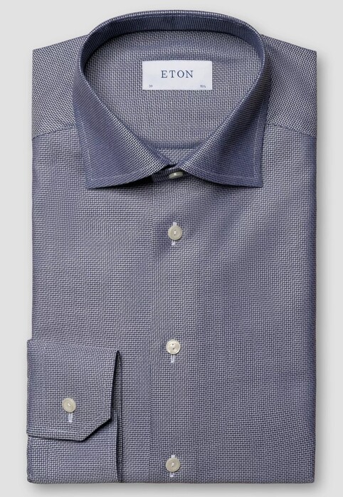 Eton Uni Cotton Tencel Lyocell Stretch Overhemd Navy