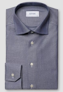 Eton Uni Cotton Tencel Lyocell Stretch Shirt Navy