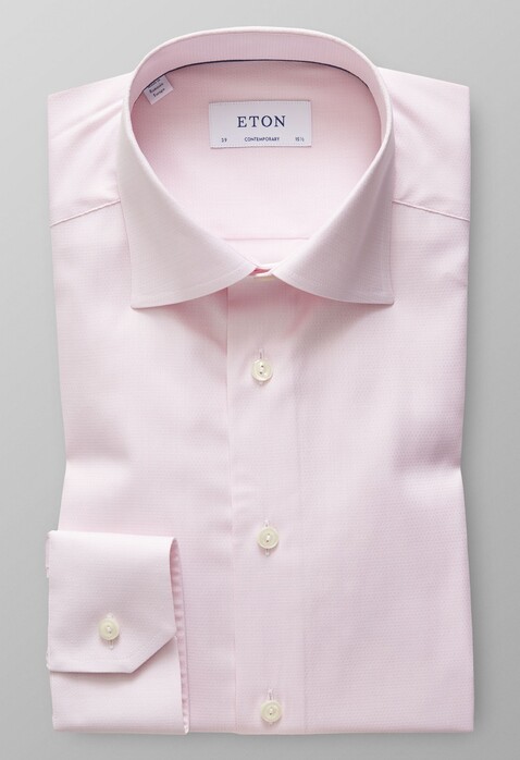 Eton Uni Cotton Tencel Overhemd Zacht Roze Melange
