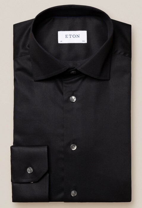 Eton Uni Cutaway Twill Stretch Shirt Black