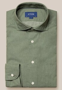 Eton Uni Denim Corozo Buttons Shirt Green