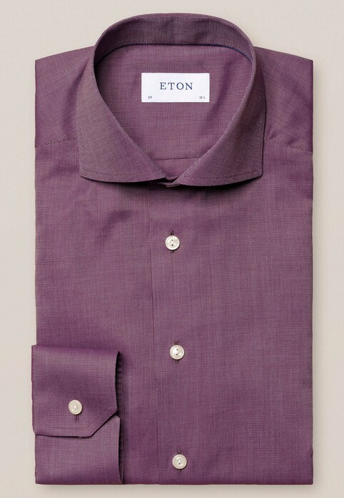 Eton Uni Extreme Cutaway Flanel Overhemd Donker Rood