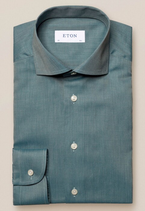 Eton Uni Extreme Cutaway Flanel Overhemd Groen