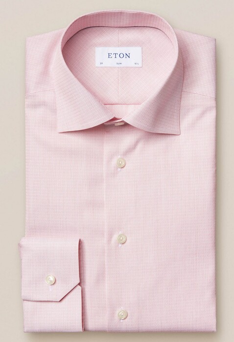 Eton Uni Fine Structure Shirt Pastel Red