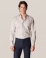 Eton Uni Fine Textured Cotton Lyocell Stretch Overhemd Licht Bruin