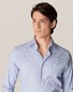 Eton Uni Fine Textured Cotton Lyocell Stretch Shirt Light Blue