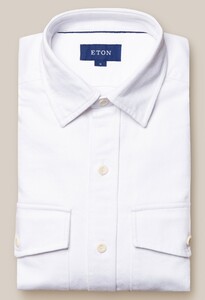 Eton Uni Heavy Denim Twill Double Breast Pocket Overshirt Wit