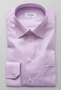 Eton Uni Herringbone Shirt Overhemd Licht Paars
