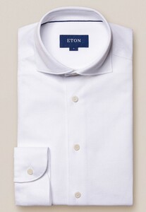 Eton Uni Knitted Piqué Overhemd Wit