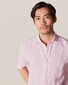 Eton Uni Linen Short Sleeve Shirt Light Pink