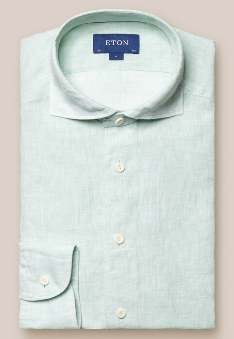 Eton Uni Linen Wide Spread Shirt Mint Green