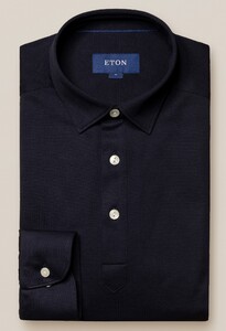 Eton Uni Long Sleeve Piqué Poloshirt Navy
