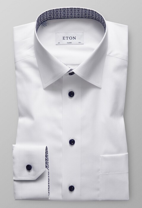 Eton Uni Medallion Details Overhemd Wit