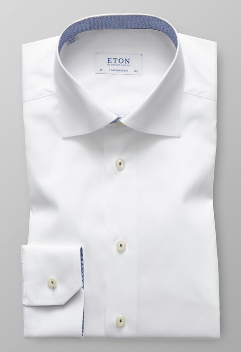 Eton Uni Mosaic Detail Overhemd Wit