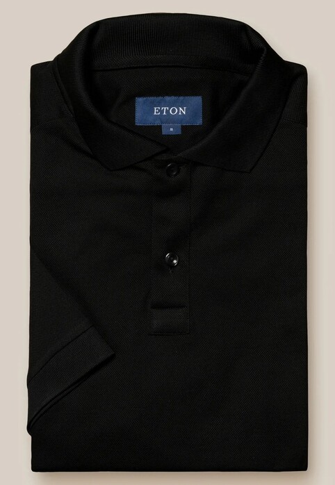 Eton Uni Organic Cotton Filo di Scozia Piqué Polo Zwart
