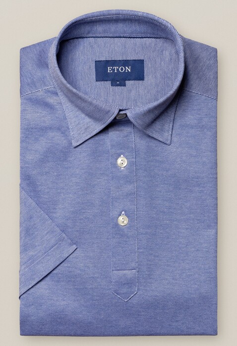 Eton Uni Polo Oxford Piqué Blauw