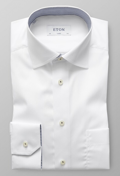 Eton Uni Poplin Micro Contrast Shirt White