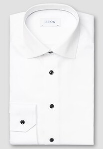 Eton Uni Signature Twill Contrast Buttons Shirt White