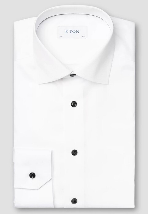 Eton Uni Signature Twill Contrast Buttons Shirt White