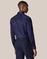 Eton Uni Signature Twill Cutaway Collar Floral Contrast Details Overhemd Dark Navy
