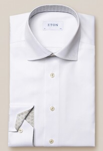 Eton Uni Signature Twill Fine Contrast Details Overhemd Wit
