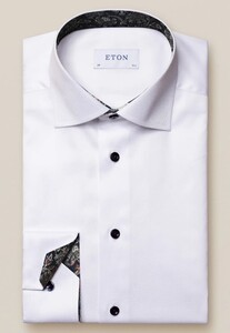 Eton Uni Signature Twill Fine Paisley Contrast Details Shirt White
