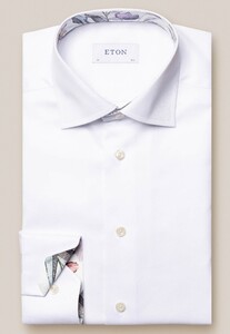 Eton Uni Signature Twill Floral Detail Overhemd Wit