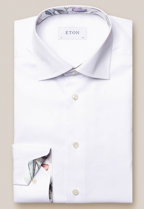Eton Uni Signature Twill Floral Detail Shirt White