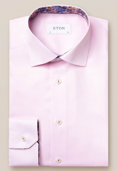 Eton Uni Signature Twill Flower Detail Shirt Pink