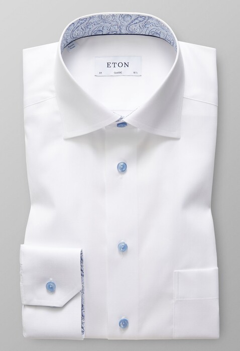 Eton Uni Signature Twill Geometric Detail Shirt White