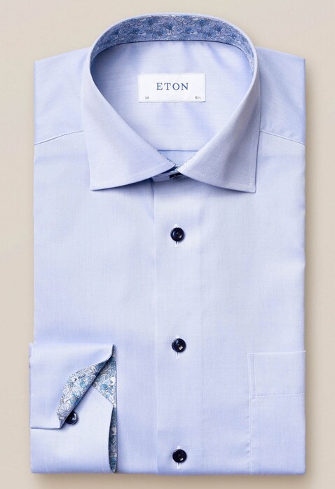 Eton Uni Signature Twill Overhemd Licht Blauw