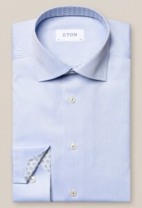 Eton Uni Signature Twill Subtle Contrast Overhemd Licht Blauw