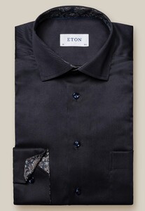 Eton Uni Signature Twill Subtle Contrast Overhemd Navy
