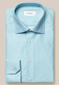 Eton Uni Signature Twill Subtle Floral Detail Shirt Green