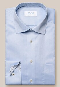 Eton Uni Signature Twill Subtle Texture Fine Contrast Details Shirt Light Blue